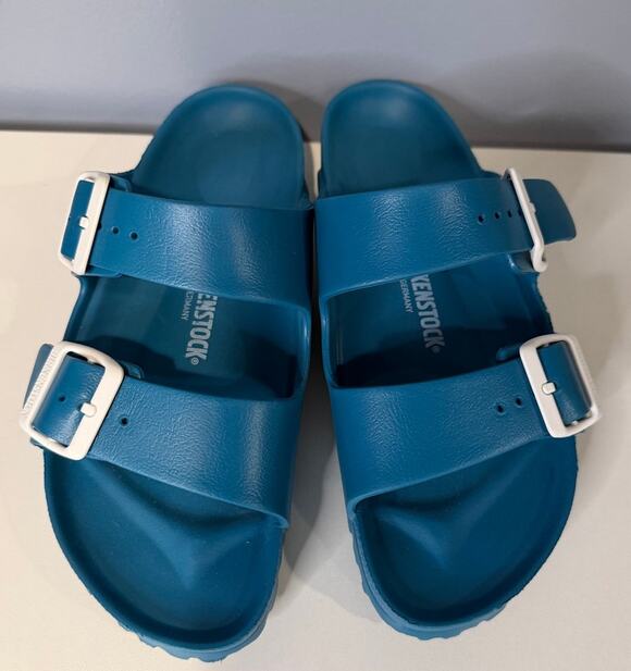 Birkenstock Shoes - EUC Birkenstock Arizona Eva Sandals in Turquoise - Size 38